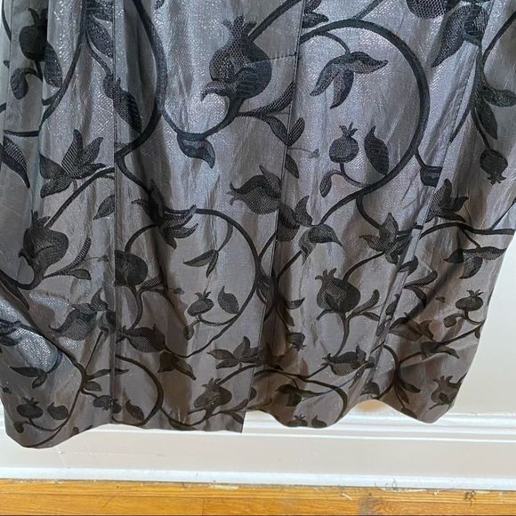 FRANCO MIRABELLI Couture Dark Silver Floral Trench Coat - Size 10 - Picture 7 of 12